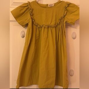 Adorable Mustard Kids Dress with Ruffle Detail